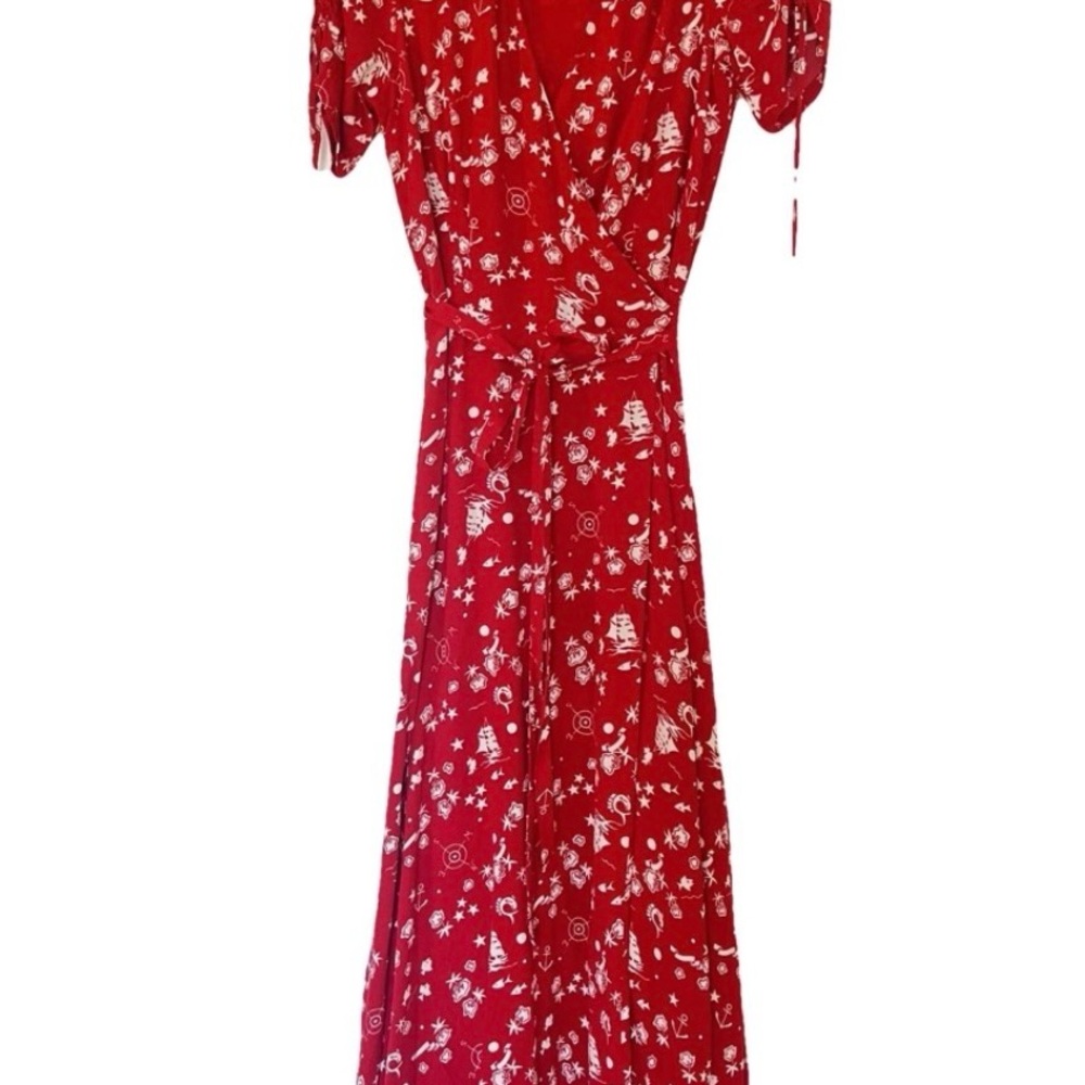Polo Ralph Lauren Red Nautical Wrap Dress Sz 0 Coastal Classic Timeless Preppy